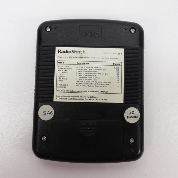 Radio Shack Electronic Draw Poker 60-2653 - Picture 2 of 2